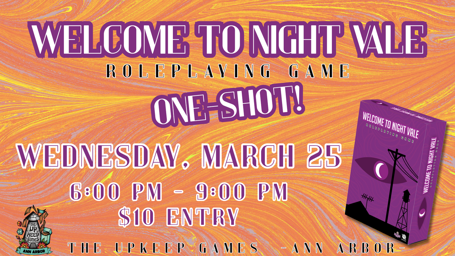 Night Vale - Welcome to Night Vale, Come Nestle With Us One-Shot RPG - March 25, 2026 - Ann Arbor